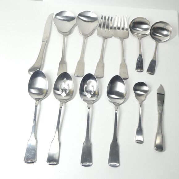 American Colonial Oneida Cube 72pc Flatware Set Stainless Forks Spoons - Picture 6 of 16